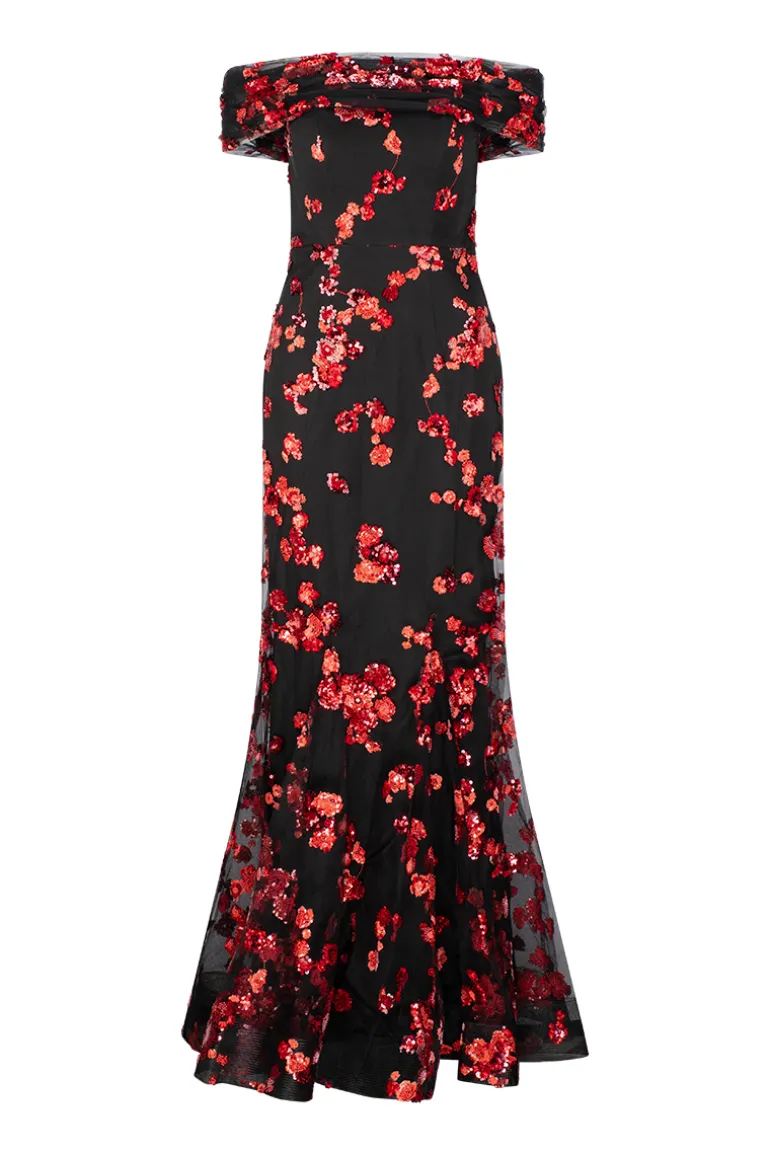 Dresses | Gowns<CULT MIA LORENZA BLACK AND RED OFF-SHOULDER FISHTAIL GOWN Black/Red