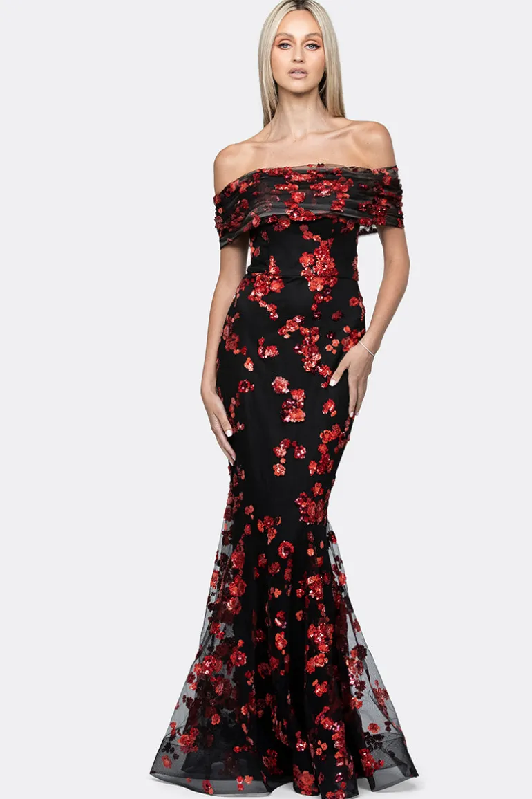 Dresses | Gowns<CULT MIA LORENZA BLACK AND RED OFF-SHOULDER FISHTAIL GOWN Black/Red