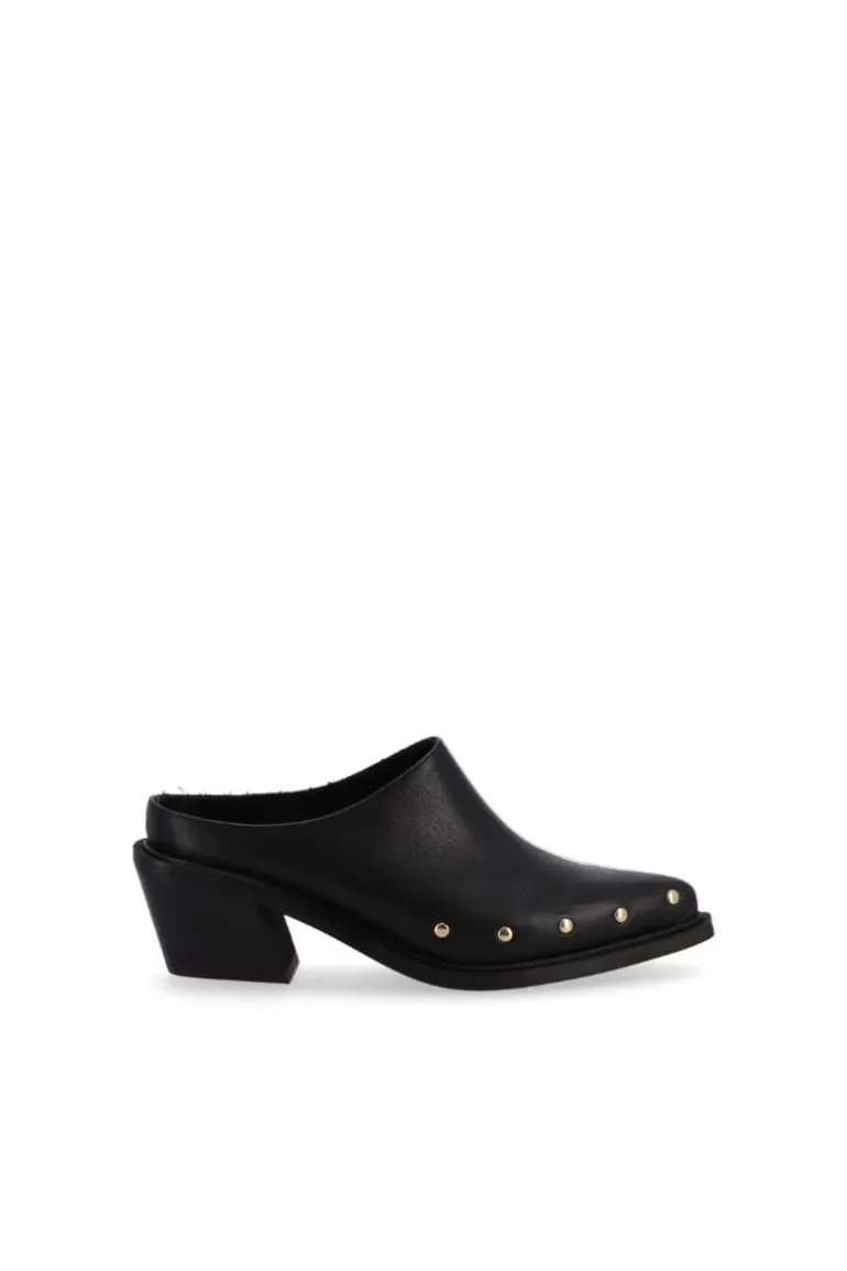 Heels<CULT MIA LORENZO BLACK LEATHER MULES
