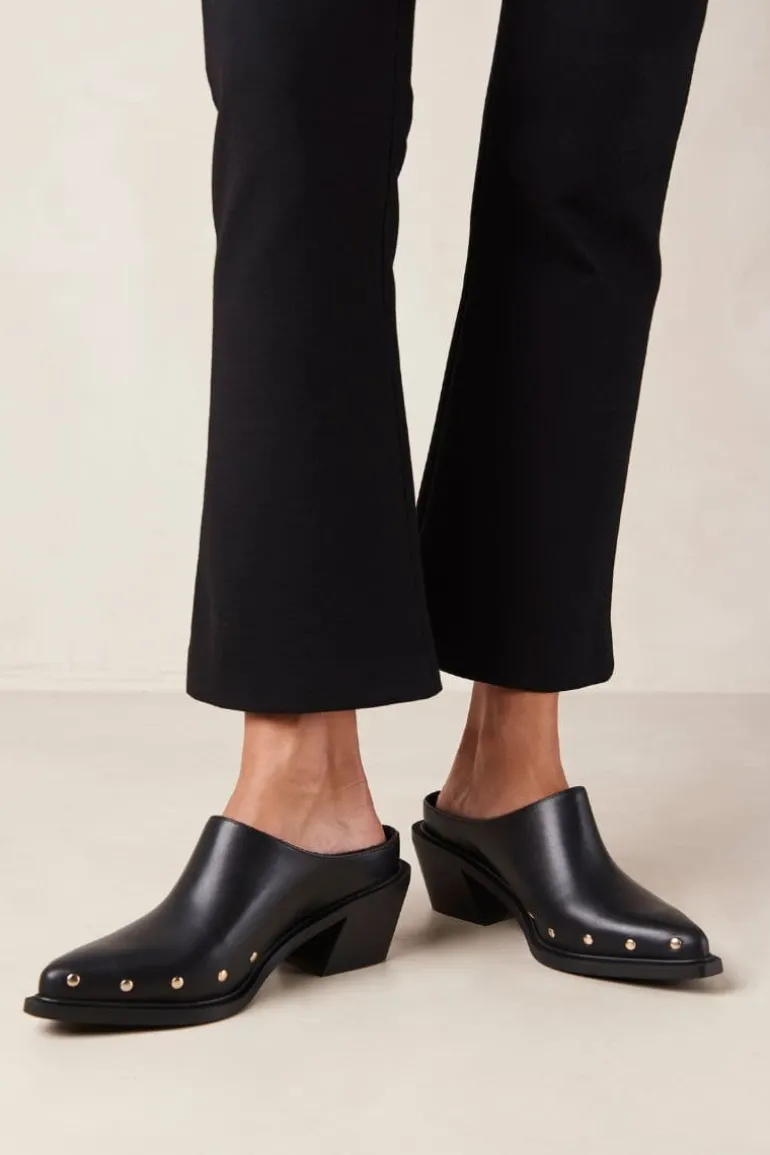 Heels<CULT MIA LORENZO BLACK LEATHER MULES