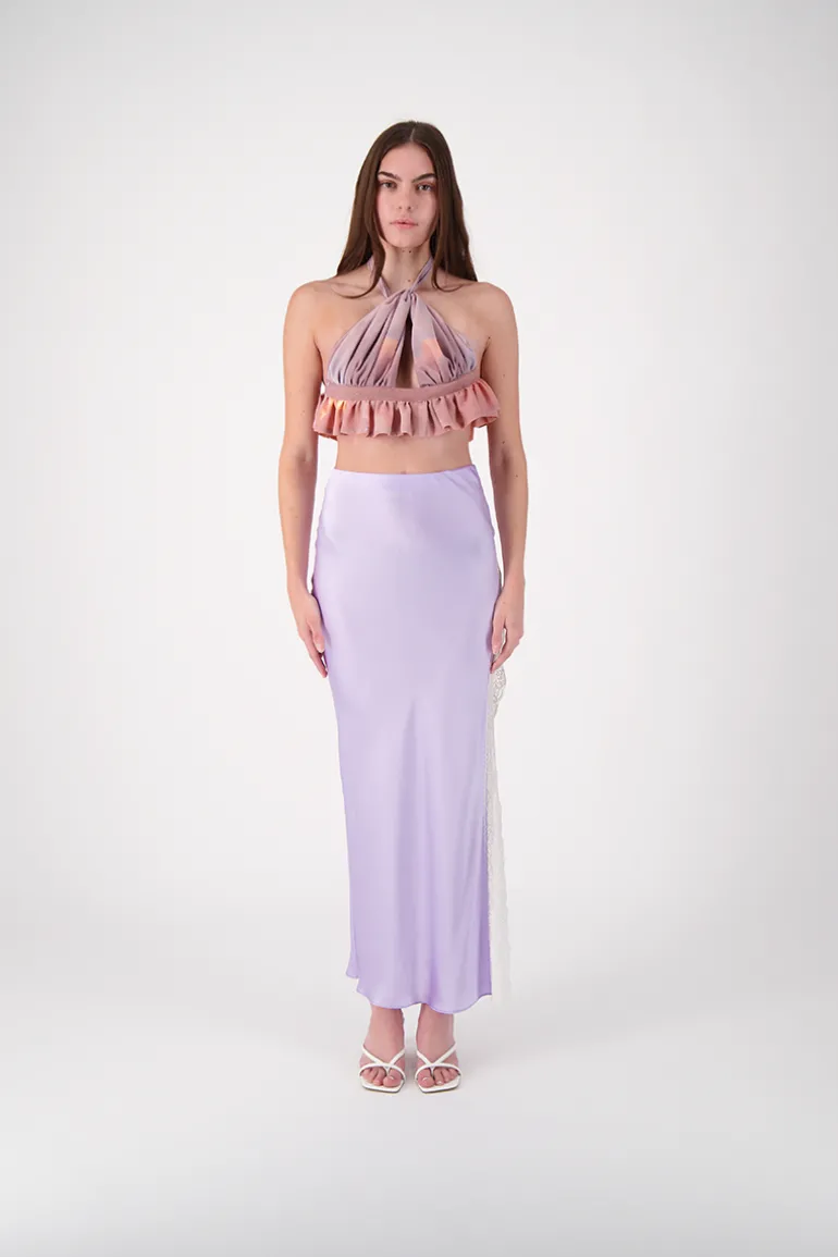Skirts<CULT MIA LORNA SILK COLUMN SKIRT Lilac
