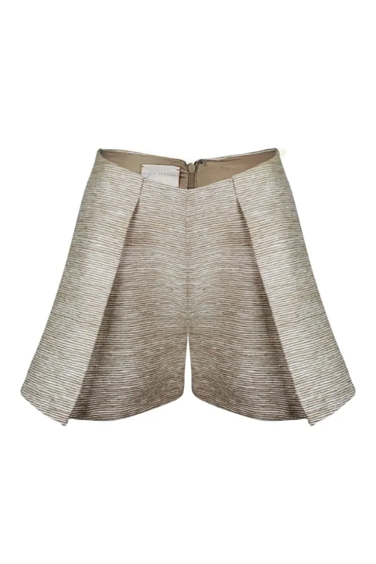 Pants<CULT MIA LOTUS HIGH-RISE SILK PLEATED SHORTS Natural