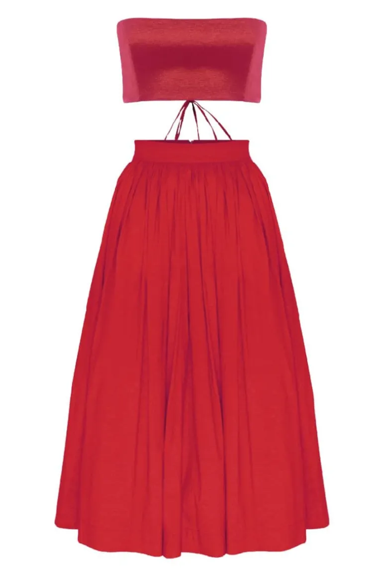 Outfit Sets<CULT MIA LOU LOU TOP AND MIDI SKIRT SET Rouge