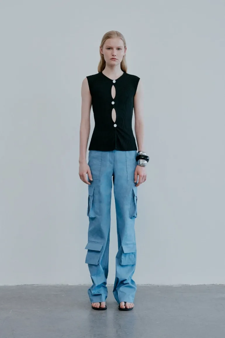 Tops<CULT MIA LOUISE CUT-OUT TOP WITH HAND STITCHED MIRROR DETAILS Black