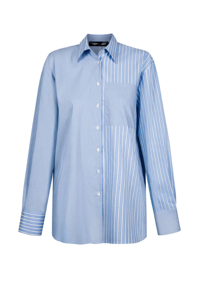 Tops<CULT MIA LUCA BLUE DOPPIO SHIRT Blue and white