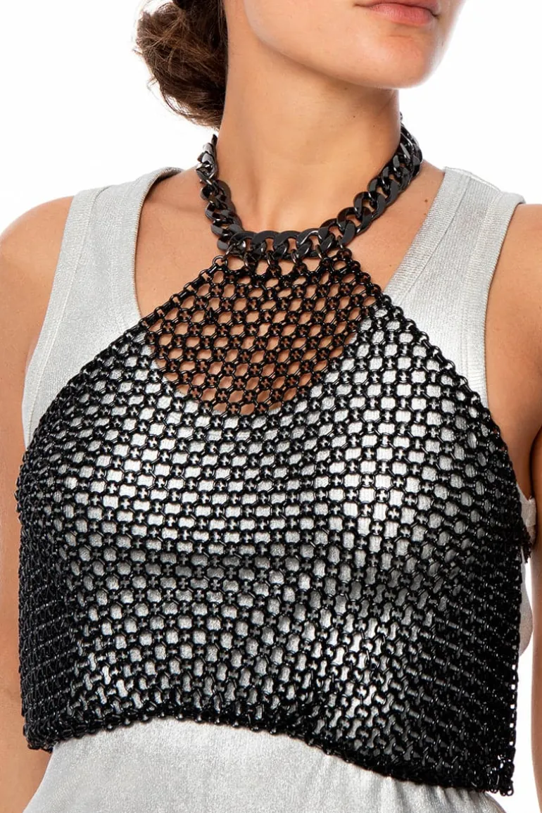 Tops<CULT MIA LUDO CHAIN TOP Black