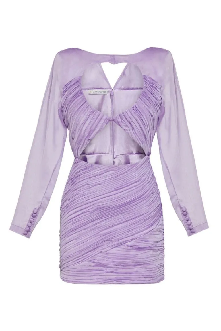 Dresses | Mini Dresses<CULT MIA LUNA RUCHED CUT-OUT MINI DRESS Lilac