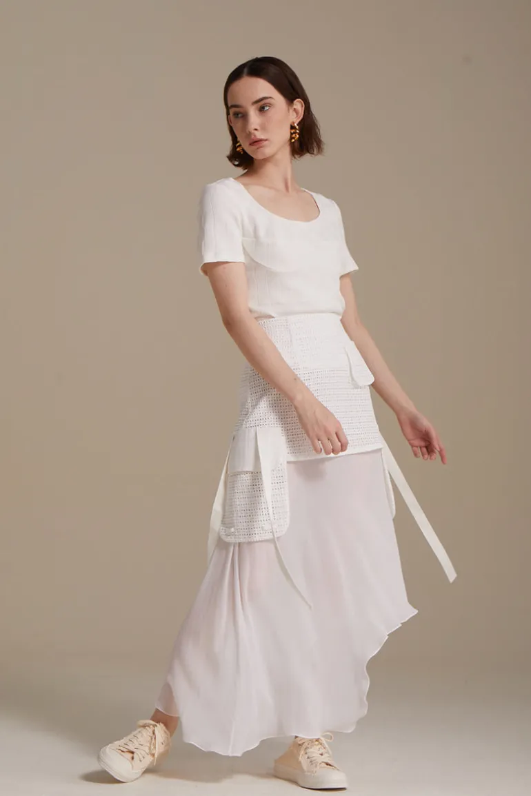 Skirts<CULT MIA LYNA ASYMMETRIC MIDI SKIRT White