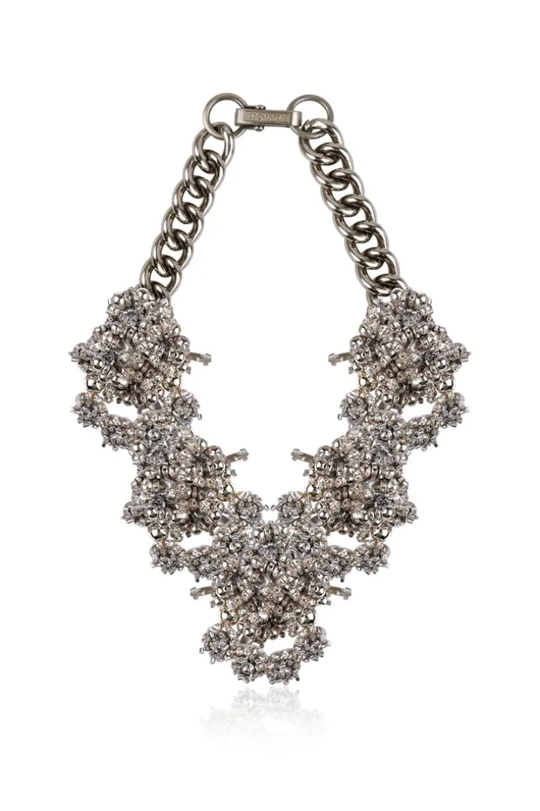 Necklaces<CULT MIA MADELINE SILVER NECKLACE White, Silver