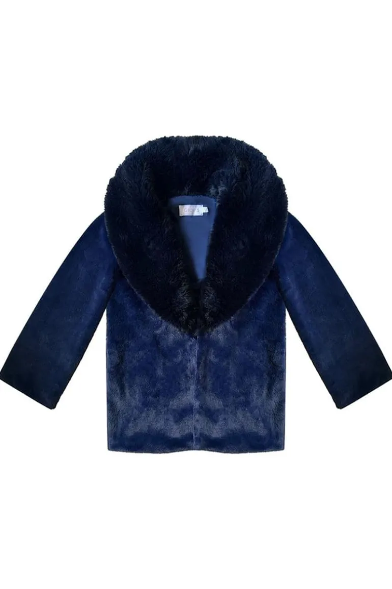 Coats<CULT MIA MADELINE VEGAN FUR COAT Navy