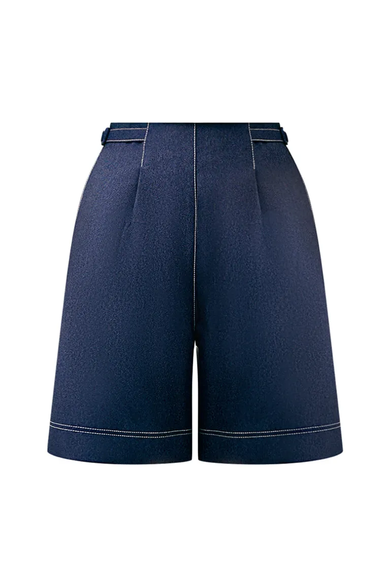 Pants<CULT MIA MAGNOLIA STRAIGHT SIDE POCKET DENIM ABOVE THE KNEE CULOTTES Blue