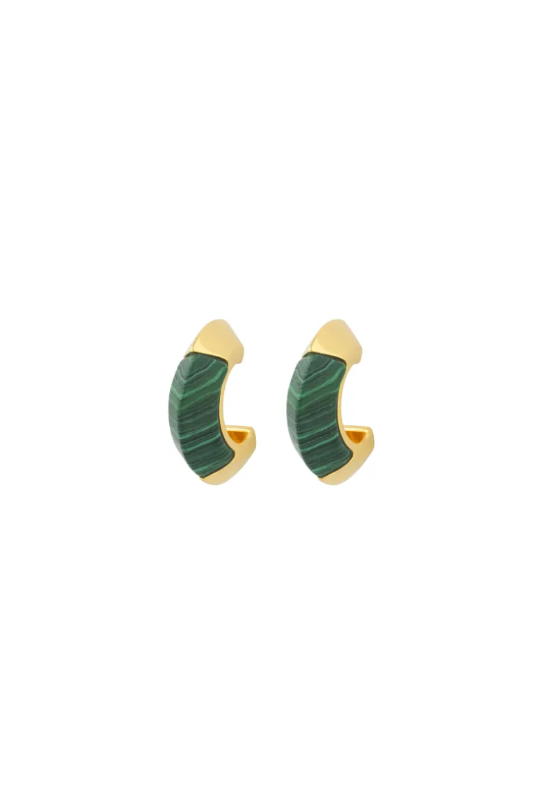 Earrings<CULT MIA MALACHITE TEMPO EARRINGS Gold & Green