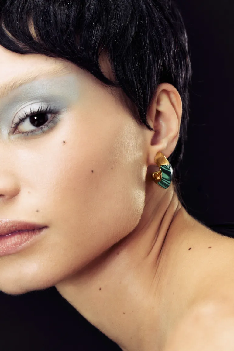 Earrings<CULT MIA MALACHITE TEMPO EARRINGS Gold & Green