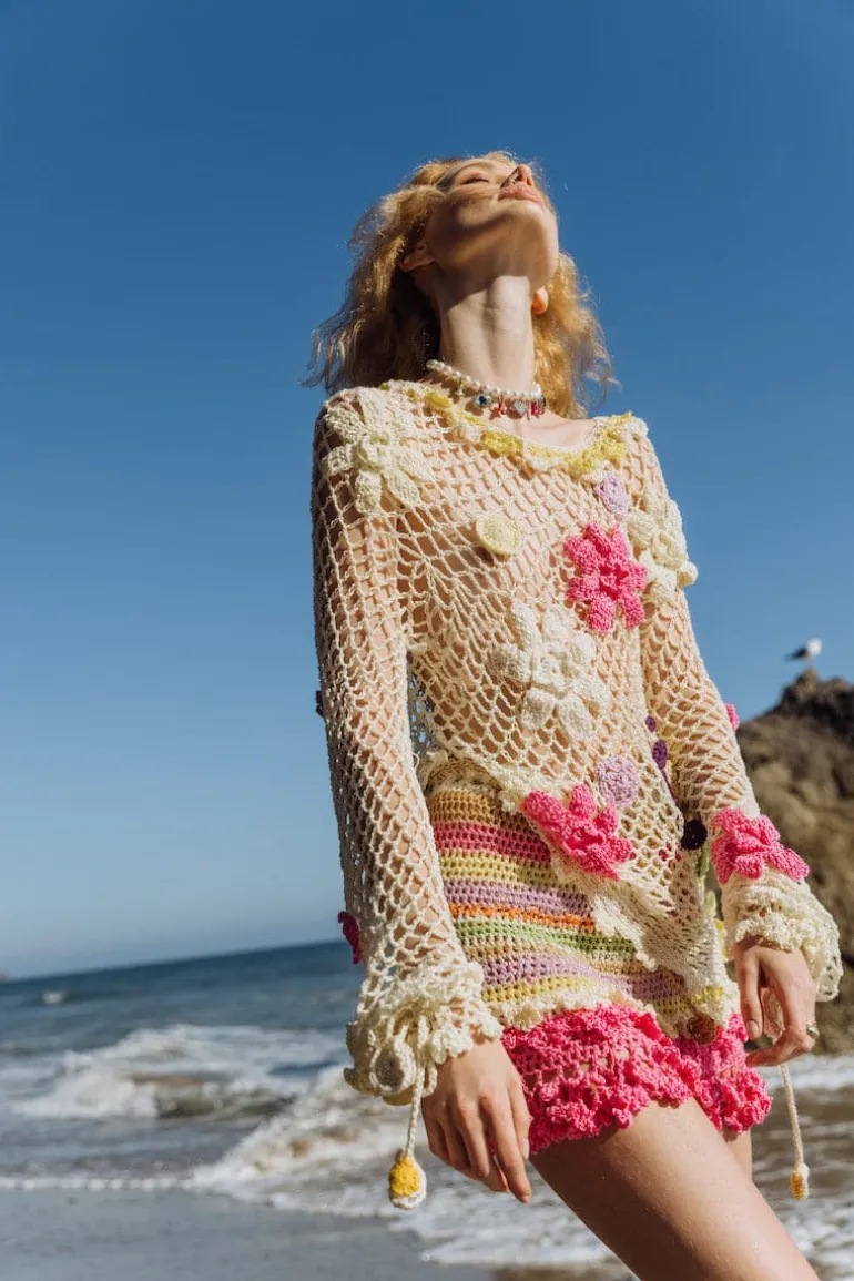 Skirts<CULT MIA MALVA HANDMADE MINI CROCHET SKIRT Multicolor