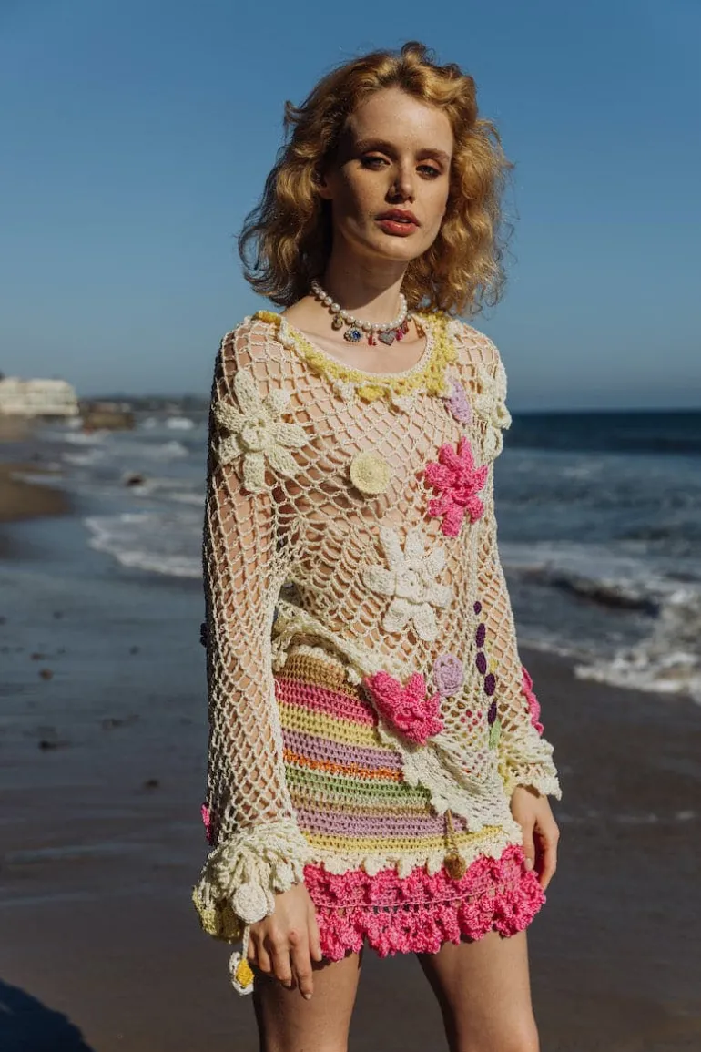 Skirts<CULT MIA MALVA HANDMADE MINI CROCHET SKIRT Multicolor