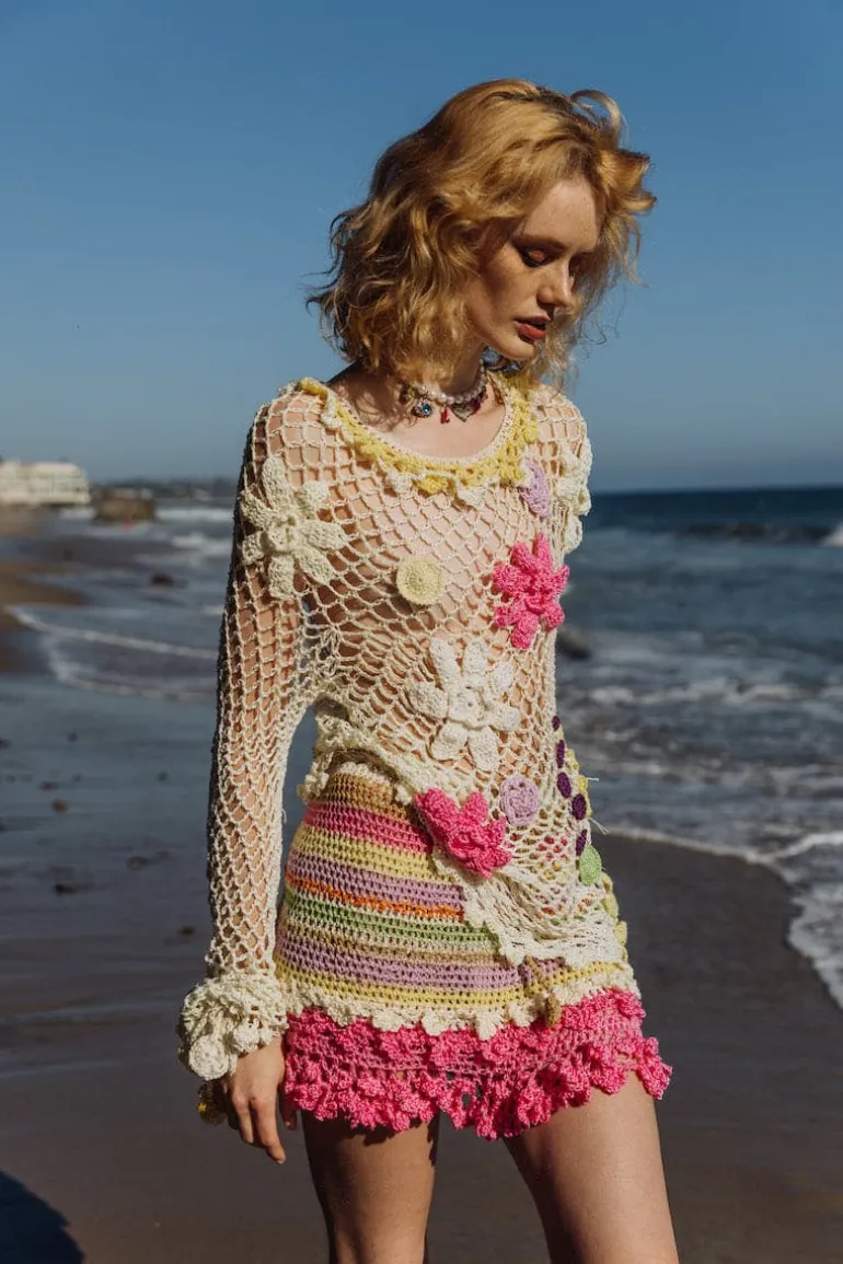 Skirts<CULT MIA MALVA HANDMADE MINI CROCHET SKIRT Multicolor