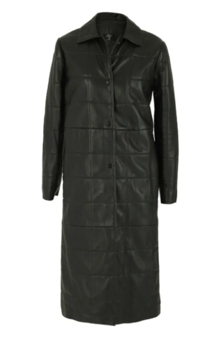 Coats<CULT MIA MAPLE LONG LEATHER COAT Black