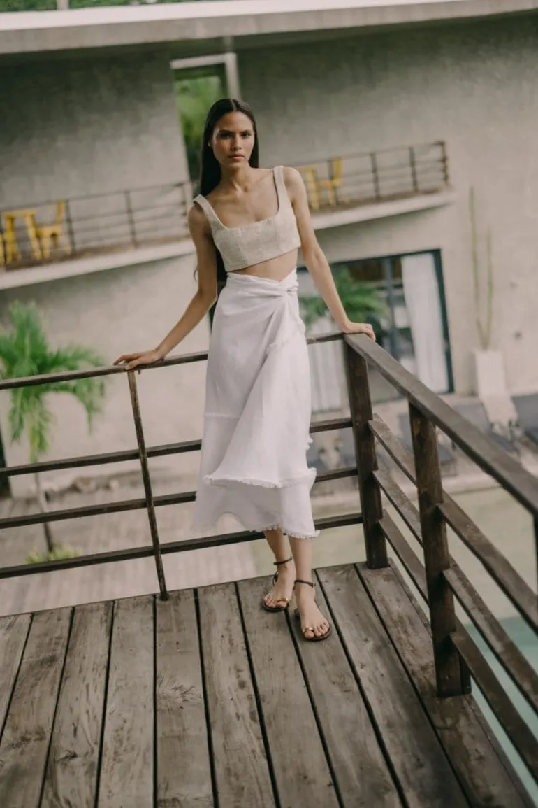 Tops<CULT MIA MAR STRUCTURED CROP TOP Natural