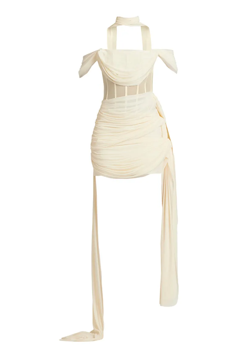 Dresses | Mini Dresses<CULT MIA MARIANNA DRAPED MINI DRESS Off White