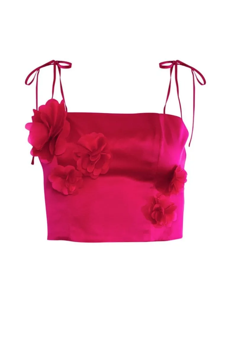 Tops<CULT MIA MARIGOLD PINK CROP TOP Hibiscus pink