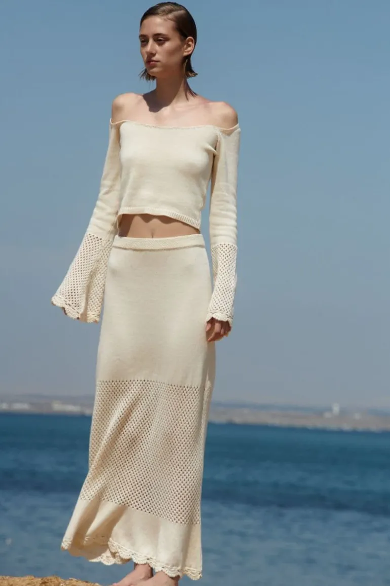 Skirts<CULT MIA MARILU A-LINE MAXI SKIRT Off White