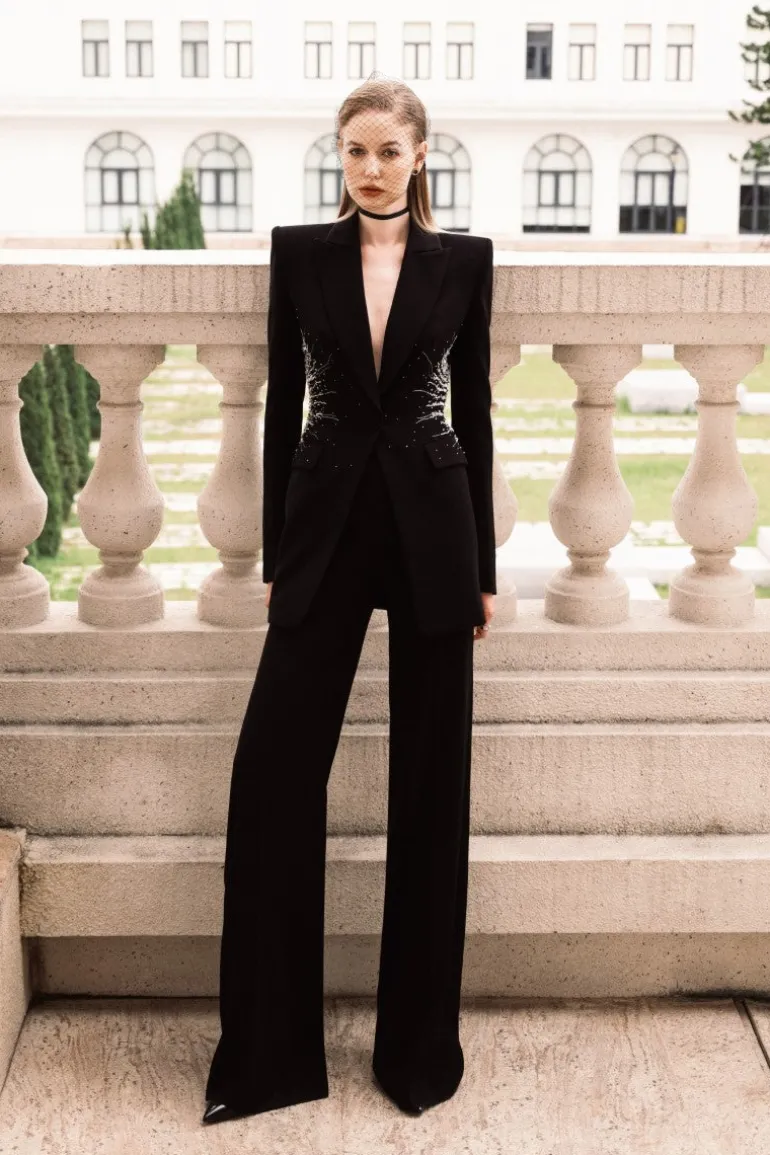 Pants<CULT MIA MARTINE STRAIGHT RIBBED PANTS Black
