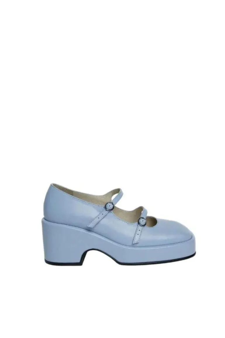 Heels<CULT MIA MARY JANE LEATHER PLATFORM SHOES Blue