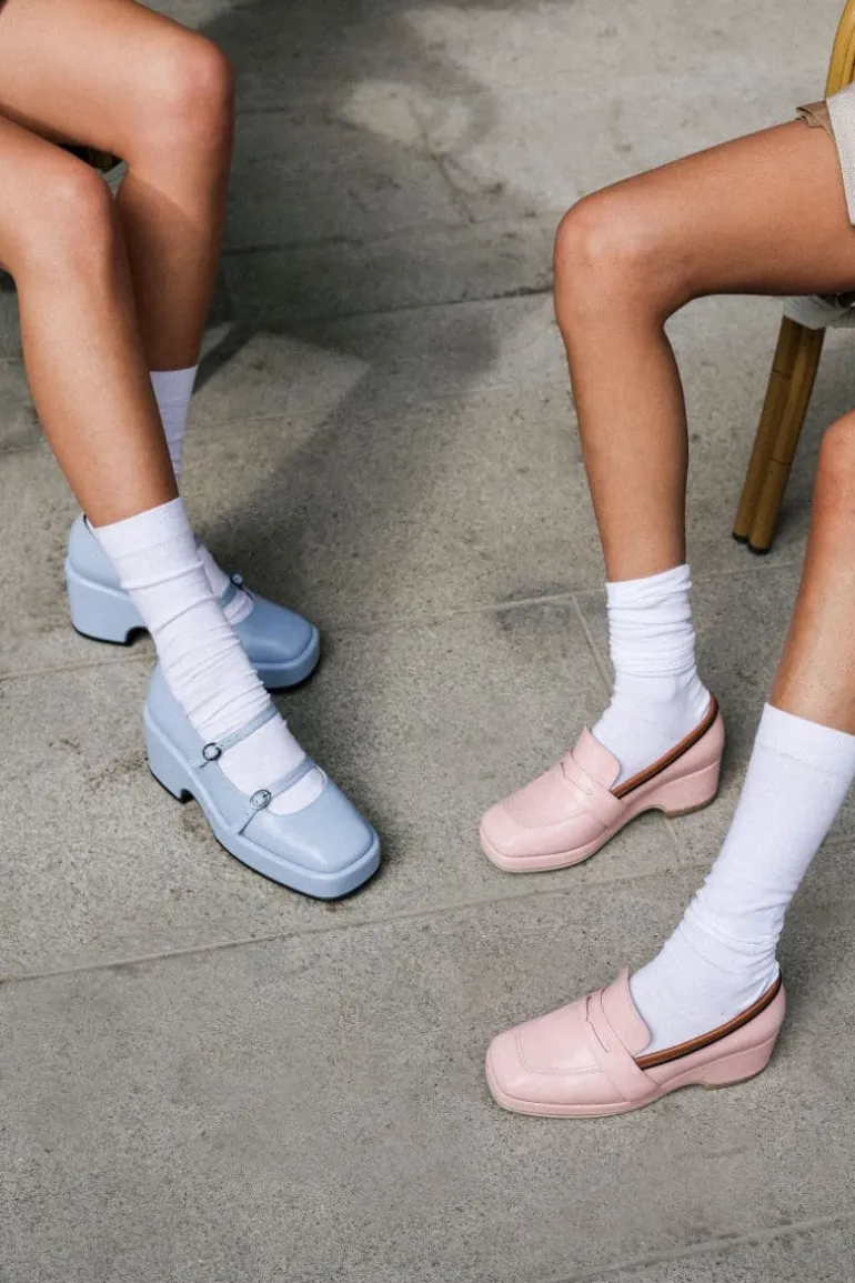 Heels<CULT MIA MARY JANE LEATHER PLATFORM SHOES Blue