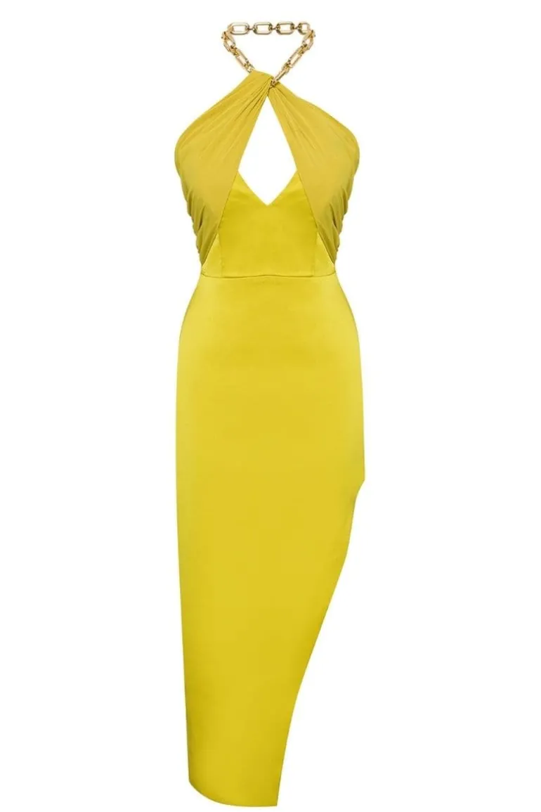 Dresses | Midi Dresses<CULT MIA MAYA ELECTRIC HALTER CREPE DRESS Lime