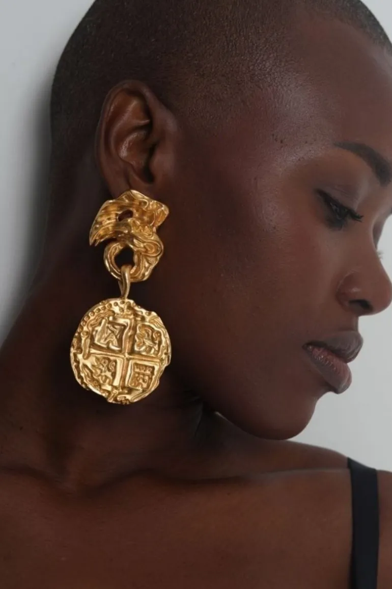 Earrings<CULT MIA MEDALLION EARRINGS Gold