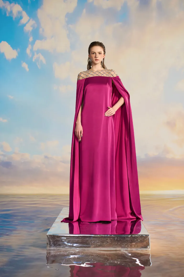 Dresses | Gowns<CULT MIA MELIORA SILK SATIN A-LINE GOWN Purple