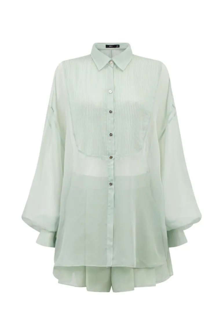 Outfit Sets<CULT MIA MELITA SILK PLEATED SHIRT AND SHORTS SET Mint