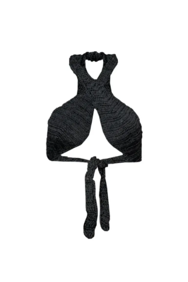 Tops<CULT MIA MERLUZA CROCHET SEQUIN TOP Black