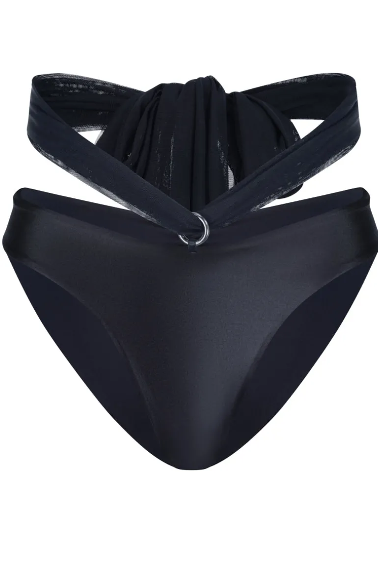 Swimwear<CULT MIA MESH TIE BIKINI BOTTOM Midnight Black