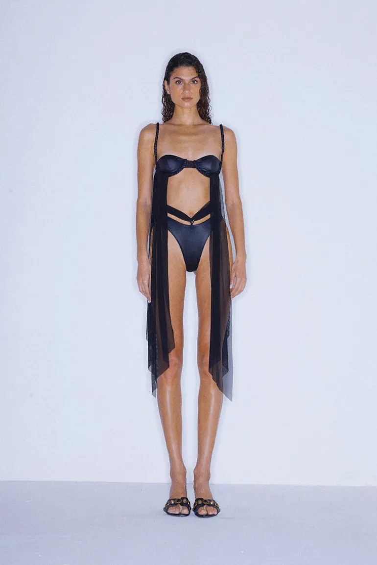 Swimwear<CULT MIA MESH TIE BIKINI BOTTOM Midnight Black