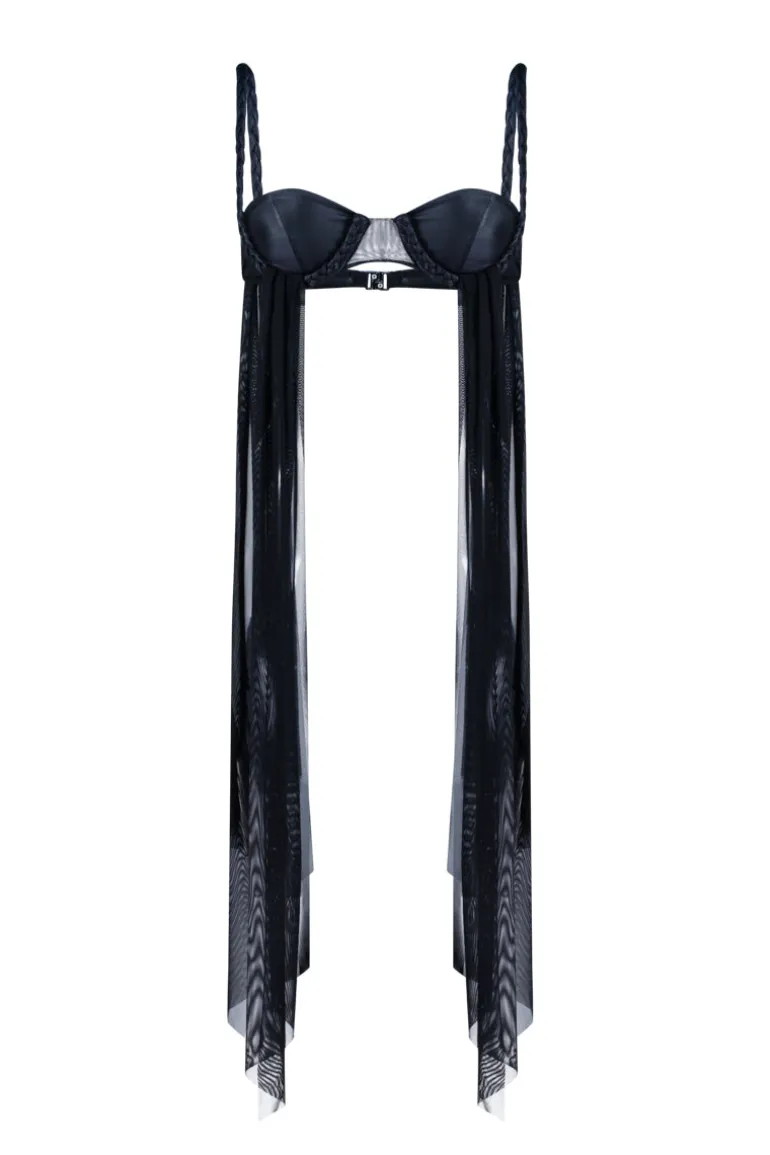 Swimwear<CULT MIA MESH TIE BIKINI TOP Midnight Black