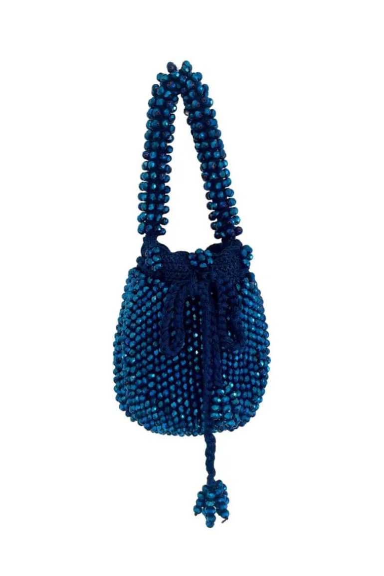 Top Handle Bags<CULT MIA HANDMADE PACÍFICO BEADED BAG Metallic blue