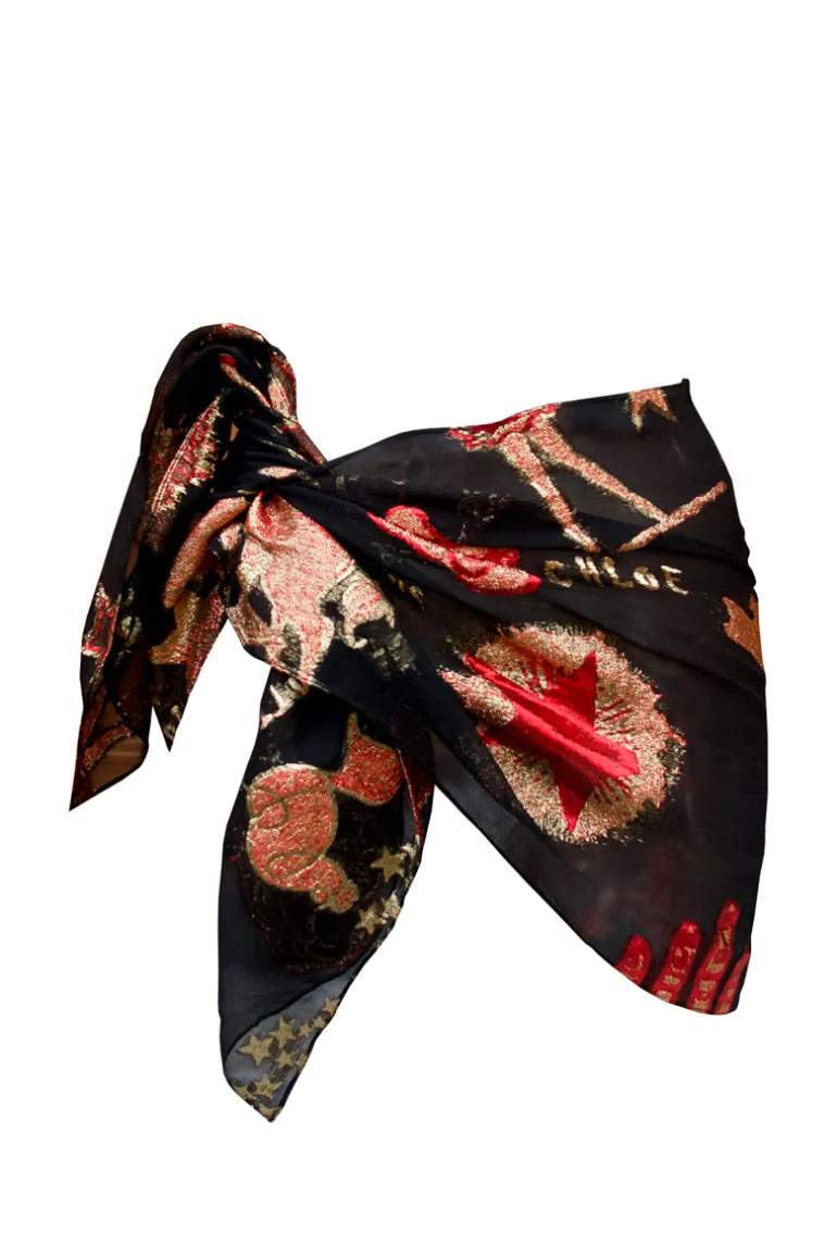 Swimwear<CULT MIA METALLIC CIRCUS SILK BEACH SKIRT Black