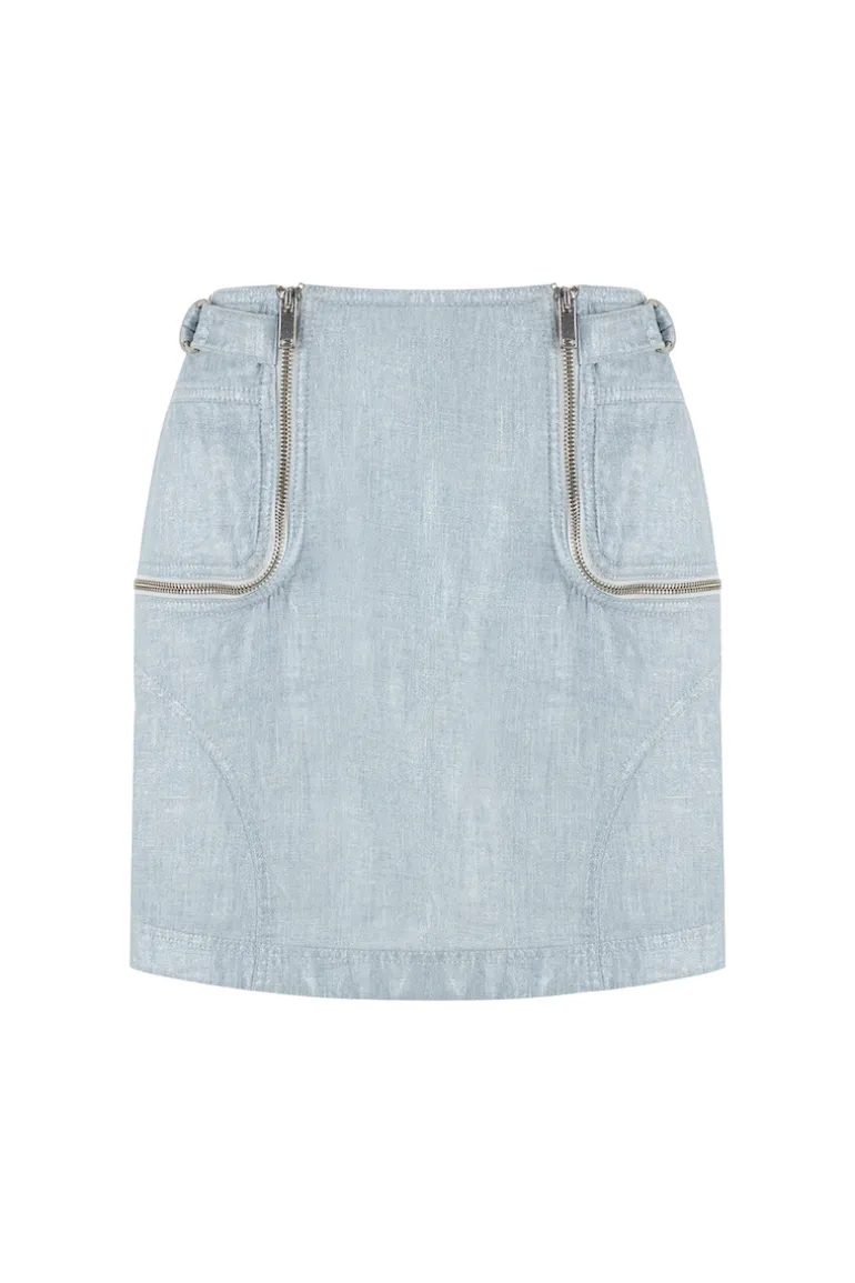 Skirts<CULT MIA METALLIC MINI SKIRT Ice Blue