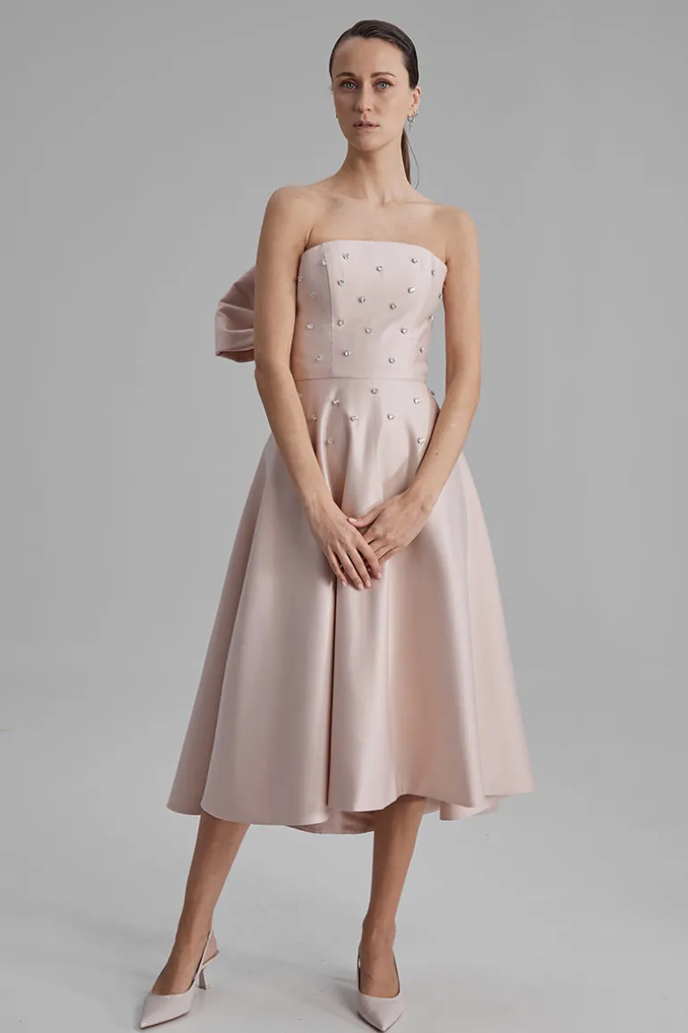 Dresses | Midi Dresses<CULT MIA MIA DIAMOND APRICOT MIDI DRESS WITH SIDE BOW Apricot Crush