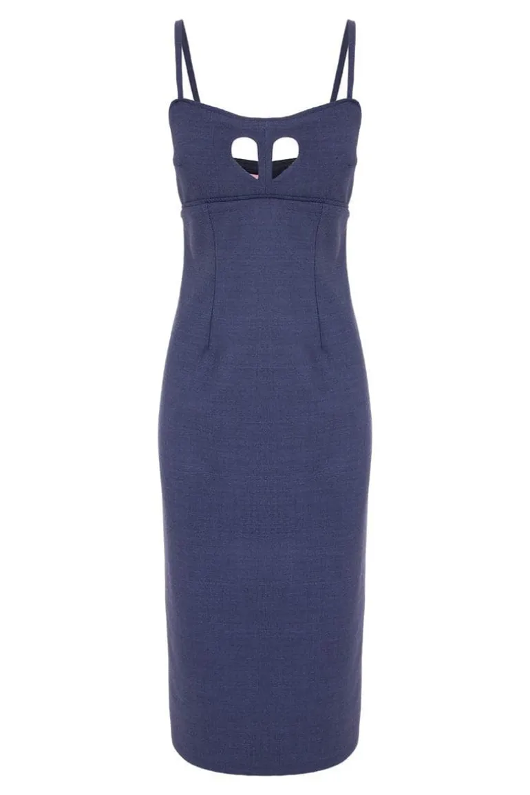 Dresses | Midi Dresses<CULT MIA CUT-OUT HEART DENIM MIDI DRESS Midnight blue