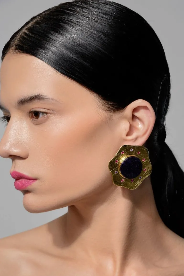 Earrings<CULT MIA MIDNIGHT BOLD EARRINGS Navy/Gold