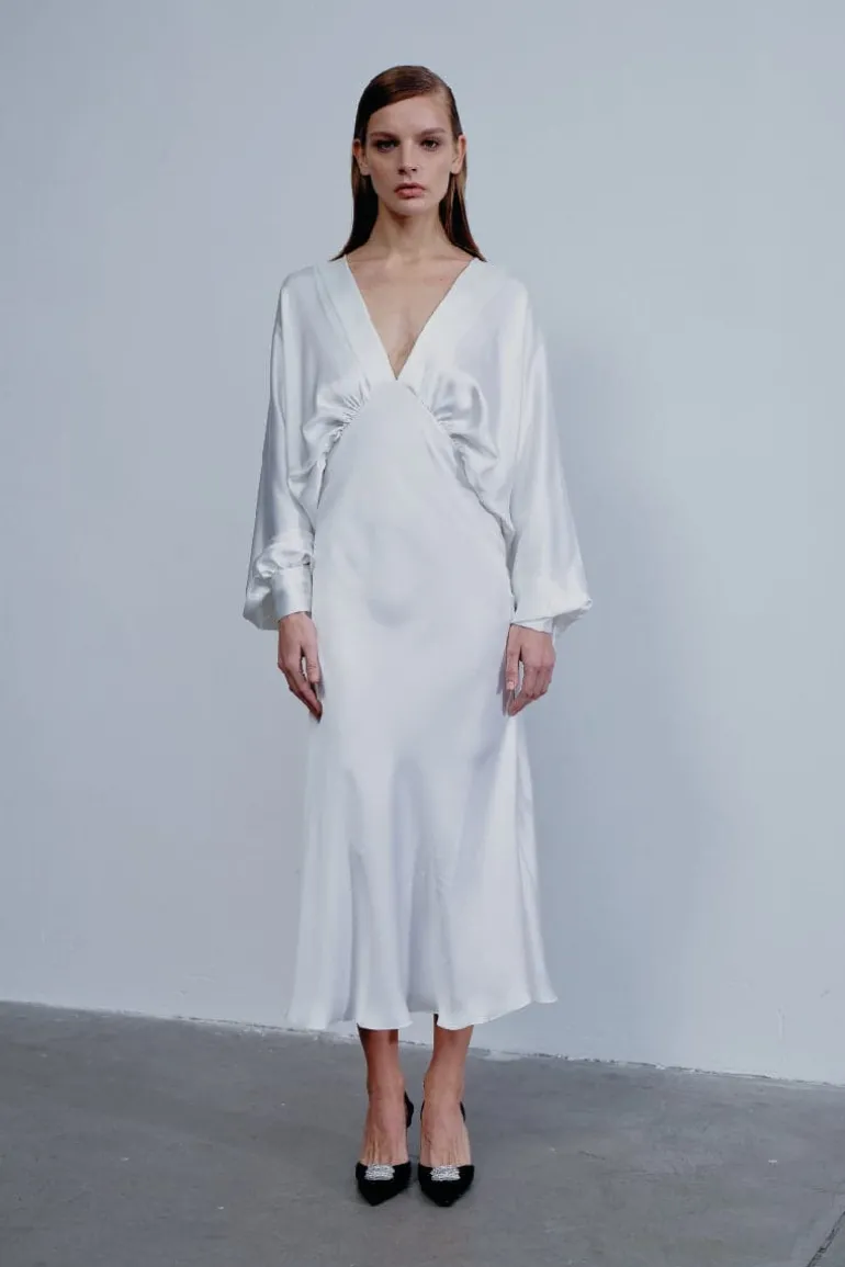 Dresses | Midi Dresses<CULT MIA MILA SATIN MIDI DRESS Blanche