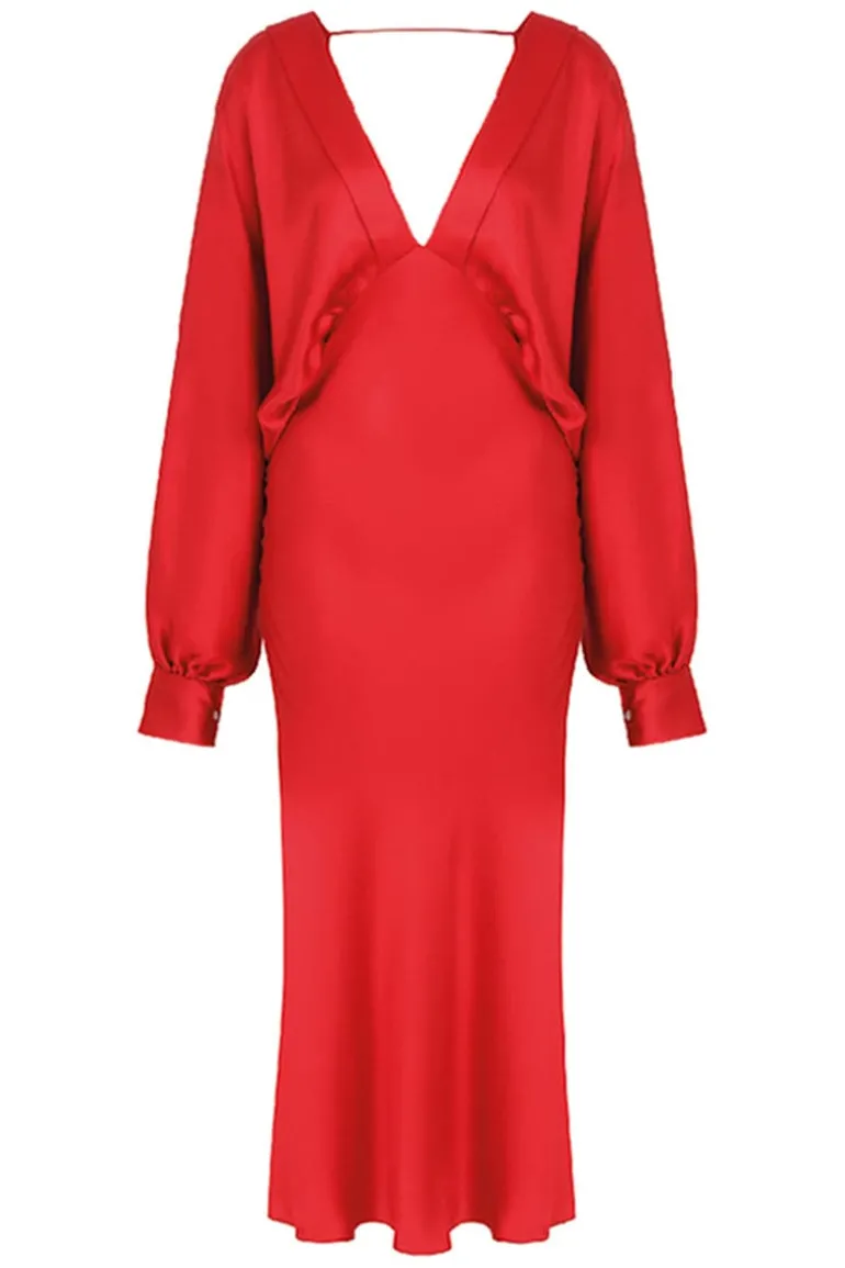 Dresses | Midi Dresses<CULT MIA MILA SATIN MIDI DRESS Rouge