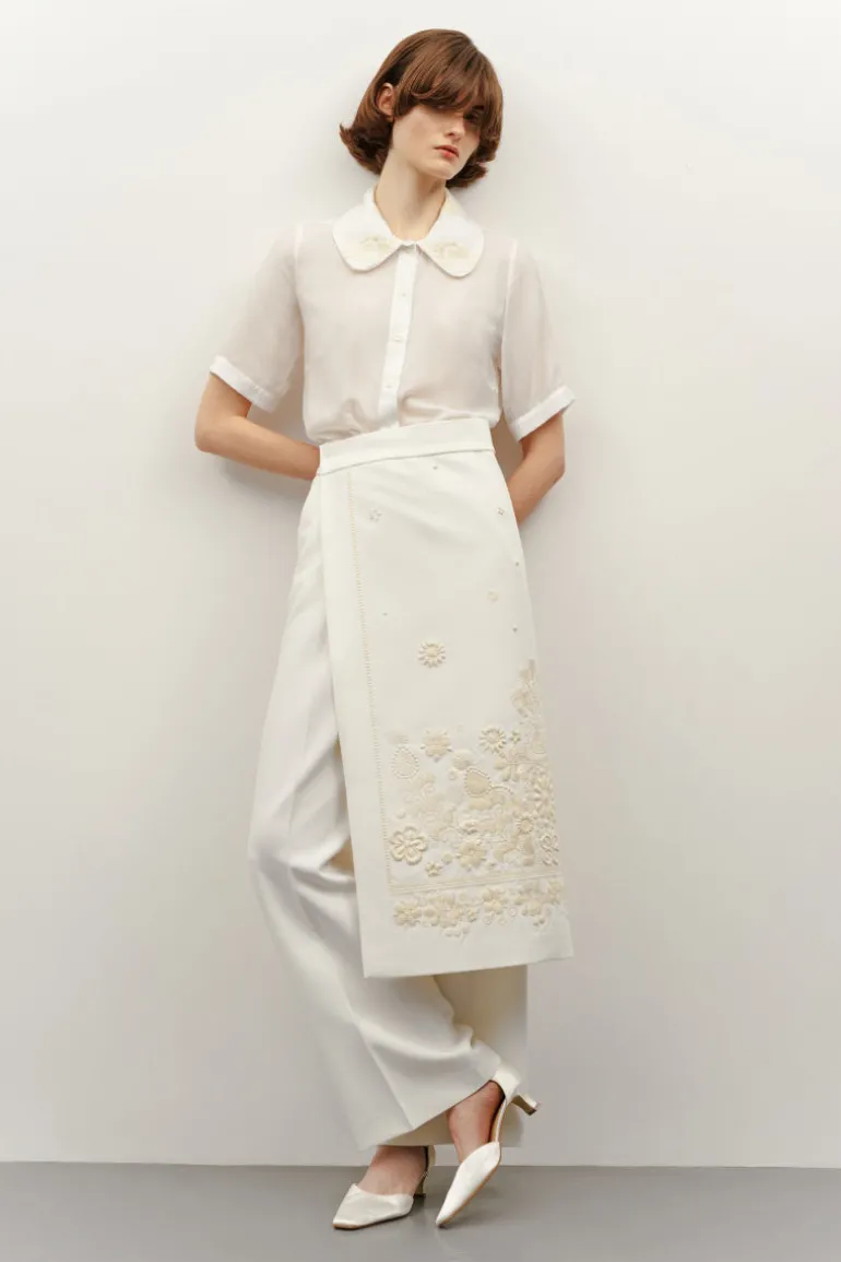 Skirts<CULT MIA EMBROIDERED PLAKHTA MIDI SKIRT Milk
