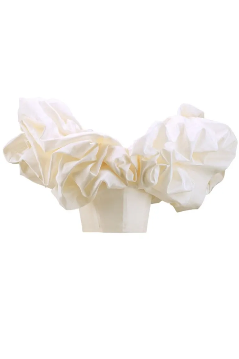 Tops<CULT MIA MILK LACE-UP CORSET WITH MERINGUE FLOUNCES Ivory