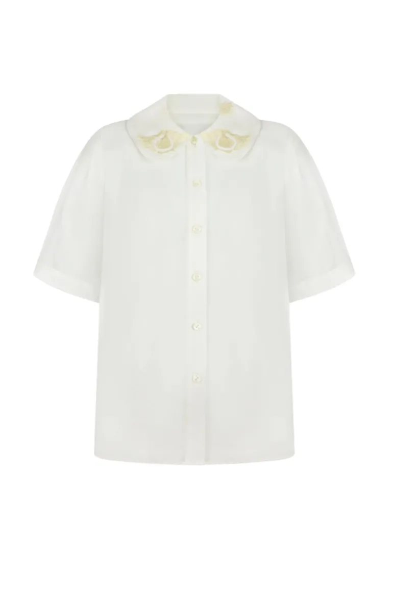 Tops<CULT MIA SILK SHIRT WITH ORNAMENT Milk