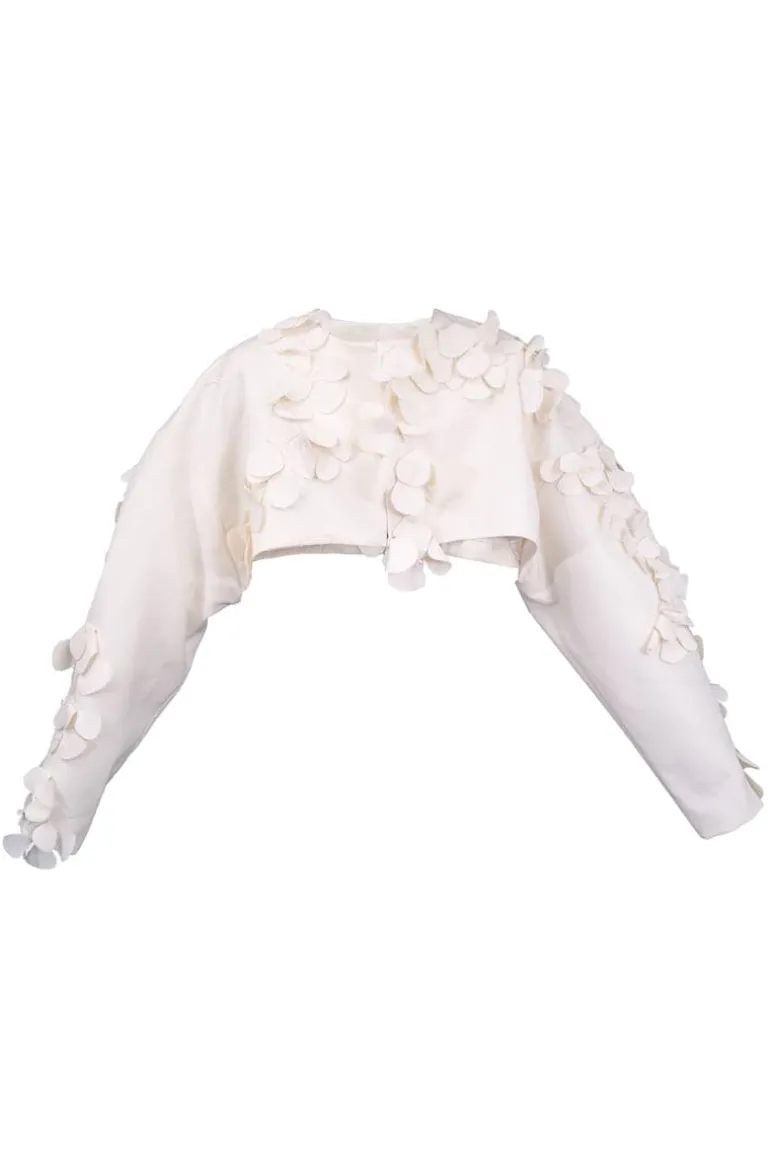 Knitwear<CULT MIA MILKY FLORAL BOLERO Milky White