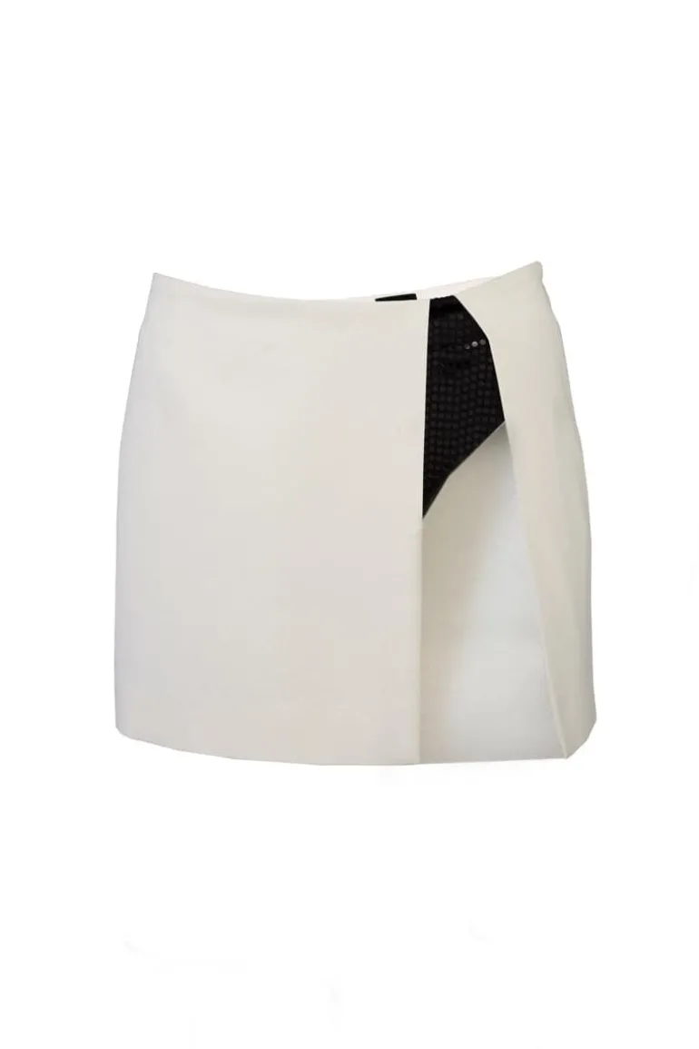 Skirts<CULT MIA MILKY MINI SKIRT WITH BLACK SEQUIN UNDERWEAR Milky White