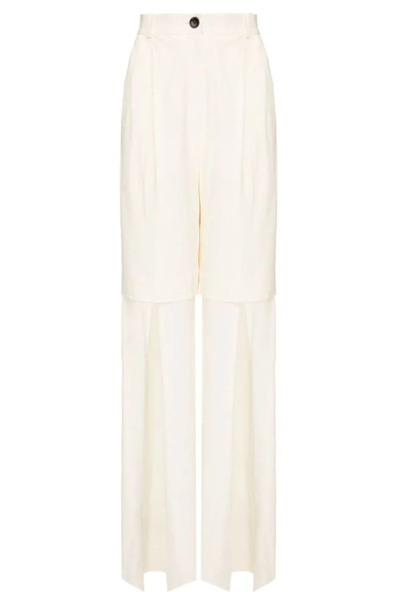 Pants<CULT MIA CHIFFON FLARED PANTS Milky White